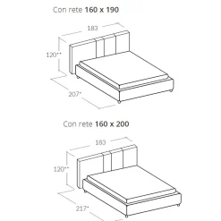 Viadurini Night Design Polsterbetten-Modernes gepolstertes Doppelbett mit Falten oder gestepptem Design - Thomas