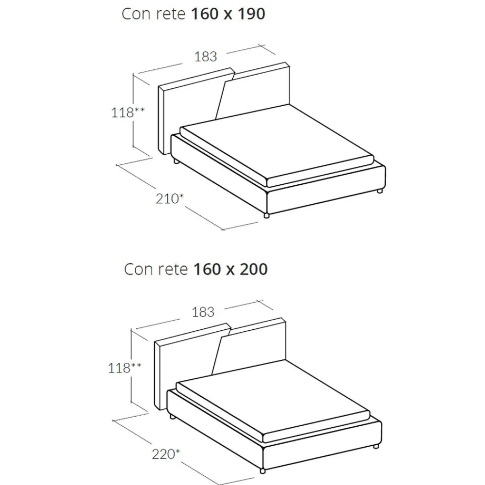 Viadurini Night Design Polsterbetten-Modernes, gepolstertes oder glattes Doppelbett-Design - Aftamo
