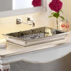 Viadurini Bathroom Waschbecken Aus Fire Clay-modernes Halbeinbauwaschbecken aus fire clay Deko handgemacht in Italien, Guido