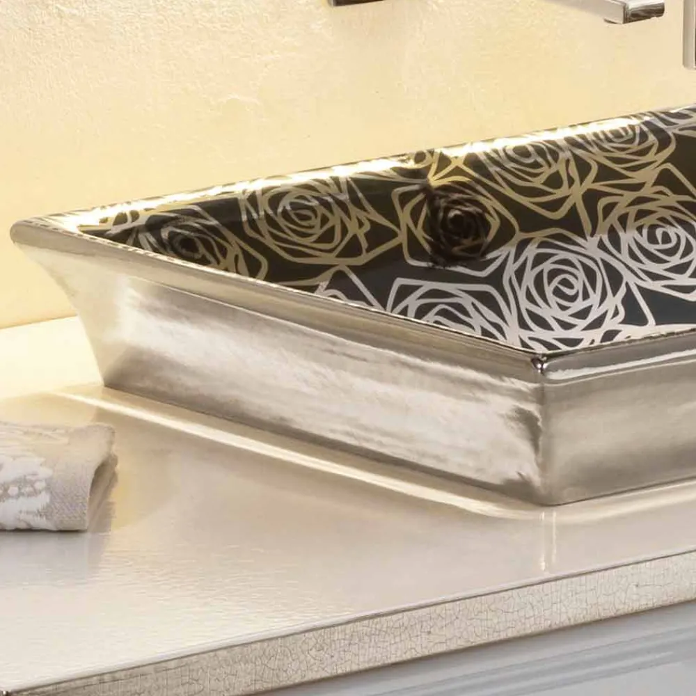 Viadurini Bathroom Waschbecken Aus Fire Clay-modernes Halbeinbauwaschbecken aus fire clay Deko handgemacht in Italien, Guido