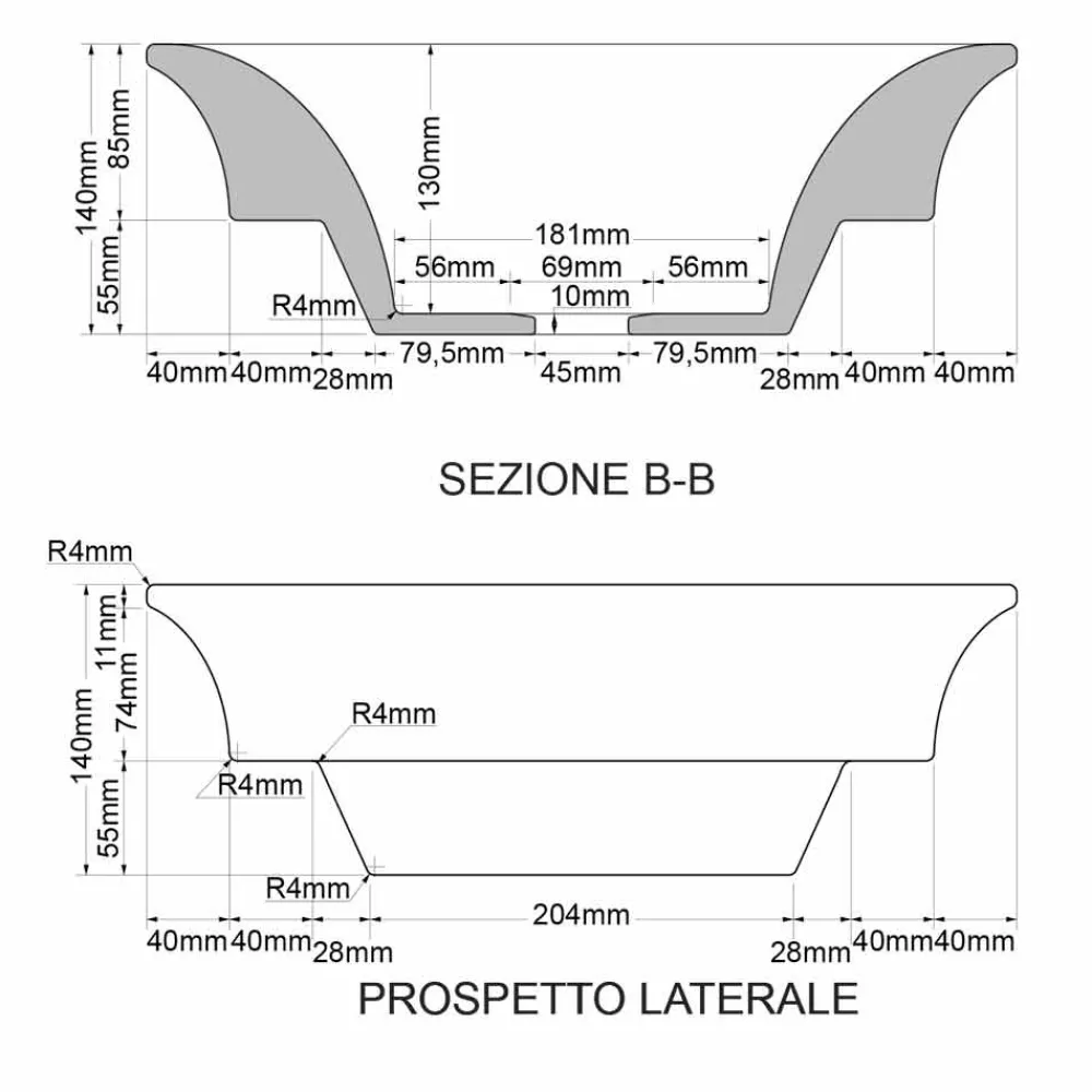 Viadurini Bathroom Waschbecken Aus Fire Clay-modernes Halbeinbauwaschbecken aus fire clay Deko handgemacht in Italien, Guido