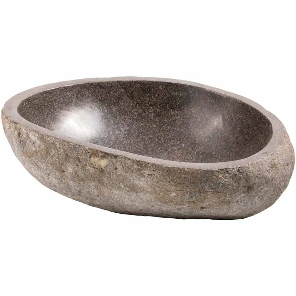 Viadurini Bathroom Steinwaschbecken-Modernes handgearbeitetes Aufsatzbecken aus Flussstein, Buriasco