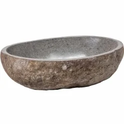 Viadurini Bathroom Steinwaschbecken-Modernes handgearbeitetes Aufsatzbecken aus Flussstein, Buriasco