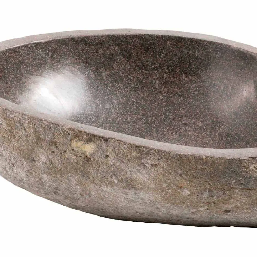 Viadurini Bathroom Steinwaschbecken-Modernes handgearbeitetes Aufsatzbecken aus Flussstein, Buriasco