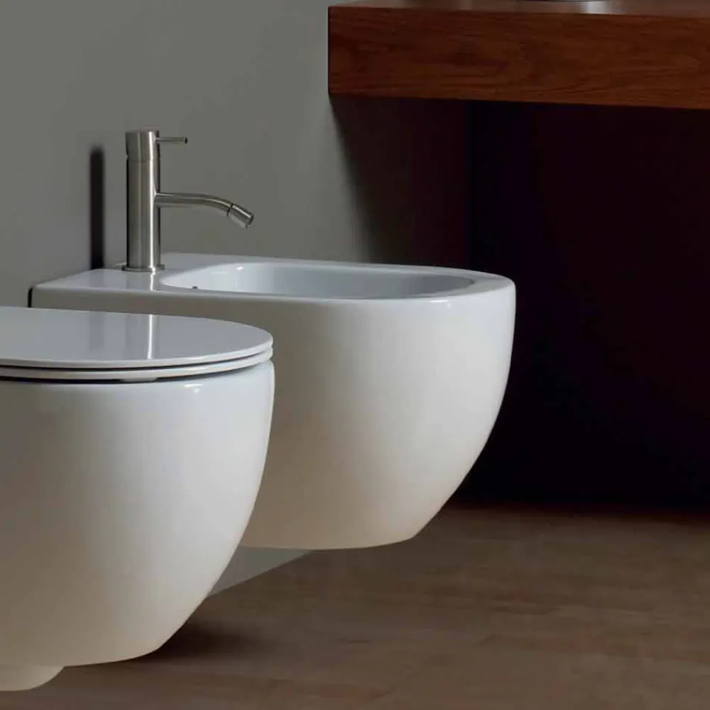 Viadurini Bathroom Bidet-Modernes hängendes Bidet aus weißer Keramik Star 50x35cm made in Italy