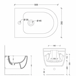 Viadurini Bathroom Bidet-Modernes hängendes Bidet aus weißer Keramik Star 50x35cm made in Italy
