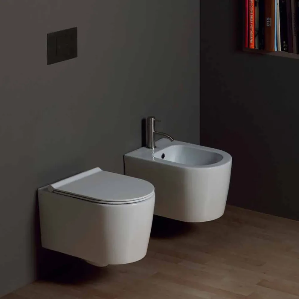 Viadurini Bathroom Bidet-Modernes hängendes Bidet aus Keramik Shine Square 50x35, made in Italy