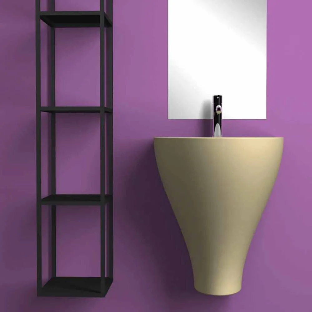 Viadurini Bathroom Keramikwaschbecken-Modernes hängendes Waschbecken in den Tonwaren hergestellt in Italien, Fiorello