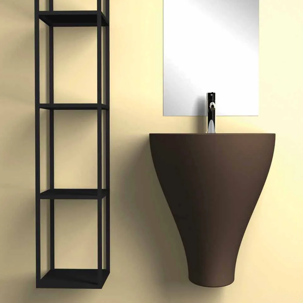 Viadurini Bathroom Keramikwaschbecken-Modernes hängendes Waschbecken in den Tonwaren hergestellt in Italien, Fiorello