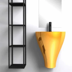 Viadurini Bathroom Keramikwaschbecken-Modernes hängendes Waschbecken in den Tonwaren hergestellt in Italien, Fiorello