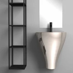 Viadurini Bathroom Keramikwaschbecken-Modernes hängendes Waschbecken in den Tonwaren hergestellt in Italien, Fiorello