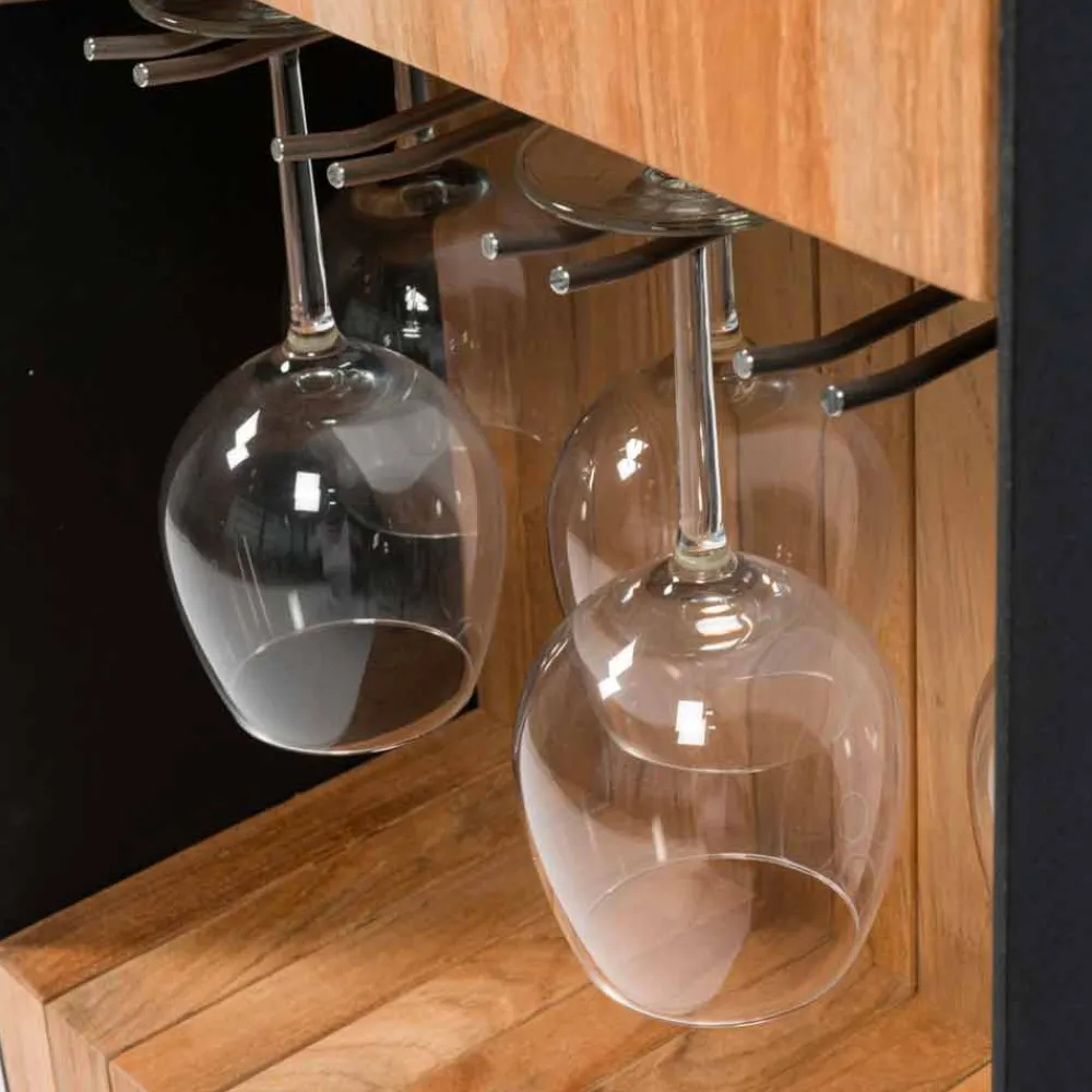 Viadurini in the Garden Outdoor Küchen-Modernes mobiles Bar-on-Wheels-Design mit Tisch aus Holz und Stahl - Giancalliope