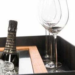 Viadurini in the Garden Outdoor Küchen-Modernes mobiles Bar-on-Wheels-Design mit Tisch aus Holz und Stahl - Giancalliope