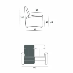 Stile Relax Sofa Relaxfunktion Elektrisch-Modernes motorisiertes Zweisitzer-Sofa mit 1 elektrischer Sitz Gelso