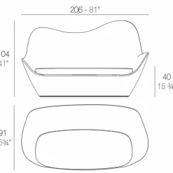 Vondom Gartensofas-Modernes Outdoor-Sofa Sabinas von aus Polyethylen