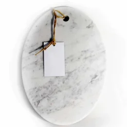 Viadurini Kitchen Küchenzubehör-Modernes ovales Schneidebrett aus weißem Carrara-Marmor Made in Italy - Masha