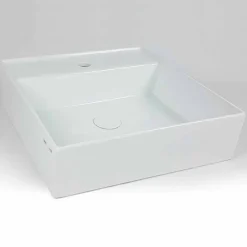 Viadurini Bathroom Keramikwaschbecken-Modernes quadratisches Aufsatzwaschbecken aus Keramik - Piacione