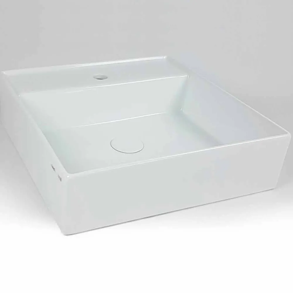 Viadurini Bathroom Keramikwaschbecken-Modernes quadratisches Aufsatzwaschbecken aus Keramik - Piacione