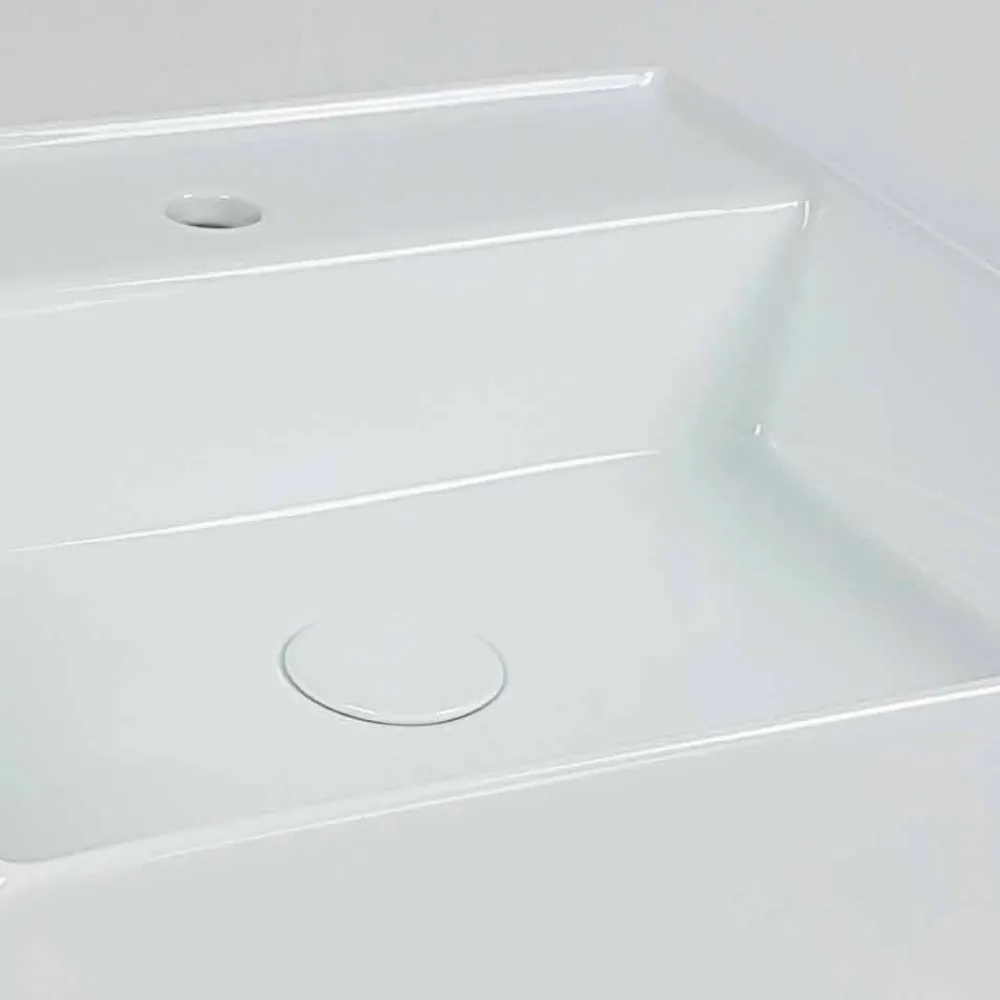 Viadurini Bathroom Keramikwaschbecken-Modernes quadratisches Aufsatzwaschbecken aus Keramik - Piacione