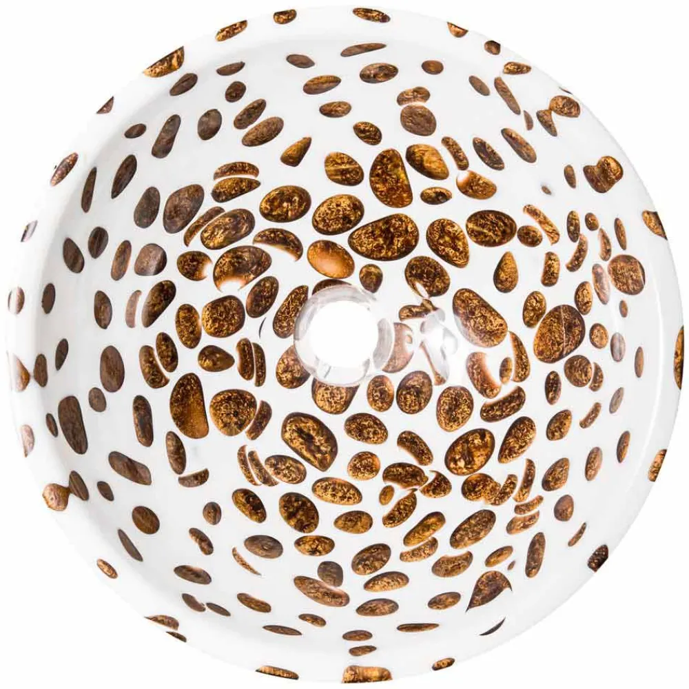 Viadurini Bathroom Harzwaschbecken-Modernes rundes Aufsatzwaschbecken aus Kunstharz, Bussi