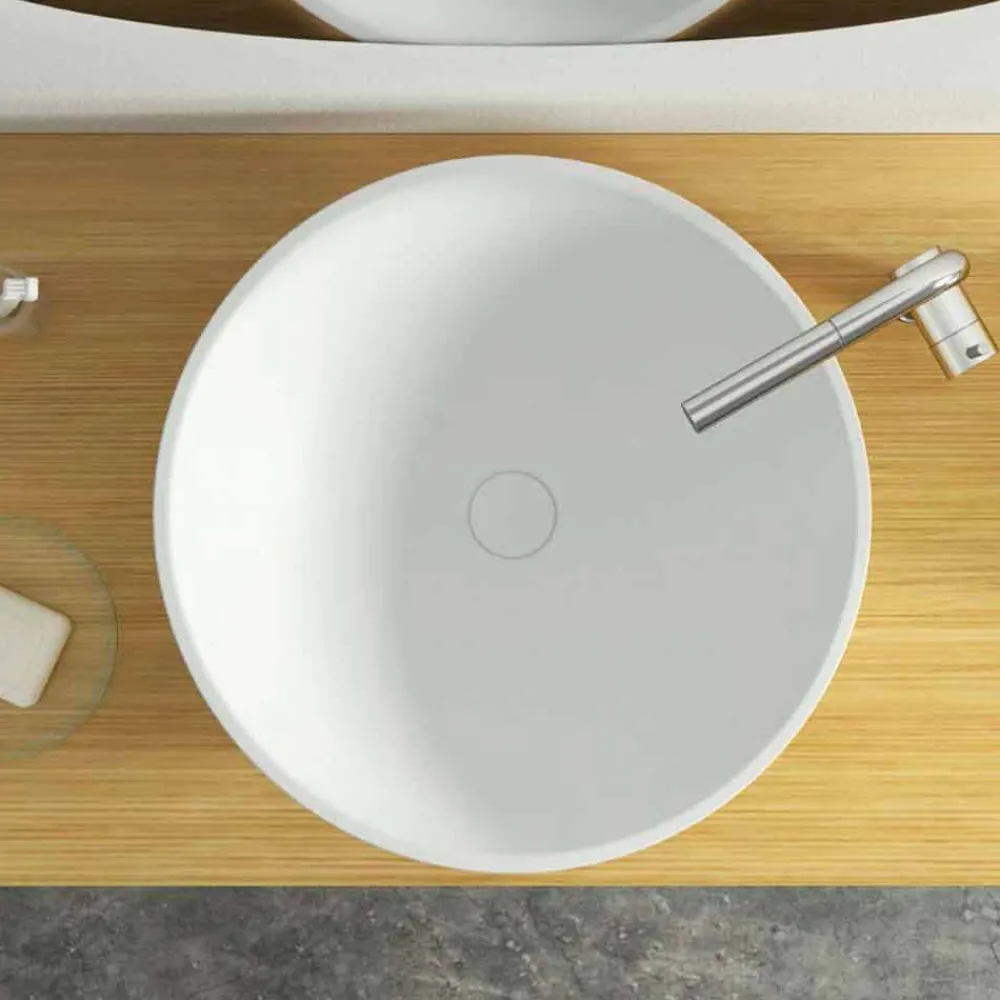 Viadurini Bathroom Design Waschbecken Aus Solid Surface-Modernes rundes Aufsatzwaschbecken made in Italy,Donnas
