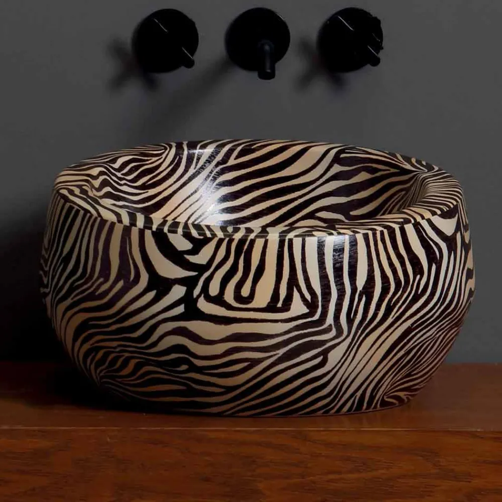 Viadurini Bathroom Farbige Waschbecken-Modernes rundes Aufsatzwaschbecken aus Keramik in Italien Elisa