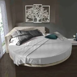 Viadurini Night Design Rundbetten-Modernes rundes Doppelbett mit eckigem Kopfteil Made in Italy - Tima