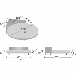 Viadurini Night Design Rundbetten-Modernes rundes Doppelbett mit eckigem Kopfteil Made in Italy - Tima