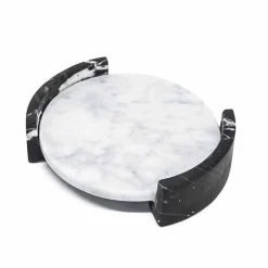 Viadurini Kitchen Küchenzubehör-Modernes rundes Tablett aus weißem Carrara-Marmor Made in Italy - Chet