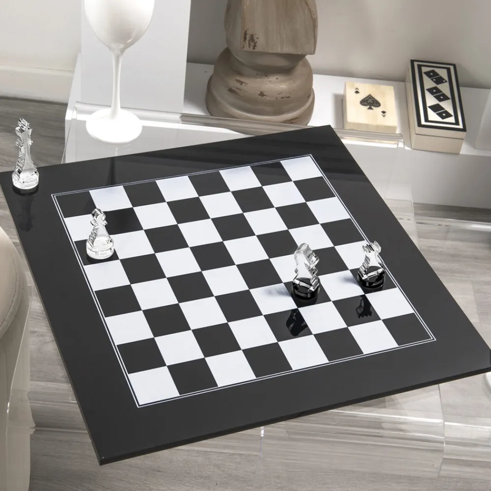 Viadurini Living Deko Artikel Und Wohnaccessoires-Modernes Schachbrett aus schwarzem oder weißem Plexiglas Made in Italy – Schachmatt