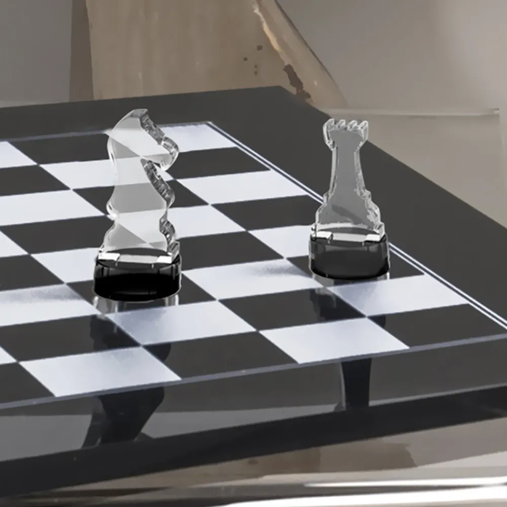Viadurini Living Deko Artikel Und Wohnaccessoires-Modernes Schachbrett aus schwarzem oder weißem Plexiglas Made in Italy – Schachmatt