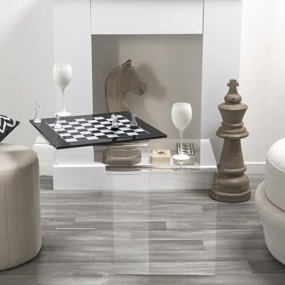 Viadurini Living Deko Artikel Und Wohnaccessoires-Modernes Schachbrett aus schwarzem oder weißem Plexiglas Made in Italy – Schachmatt