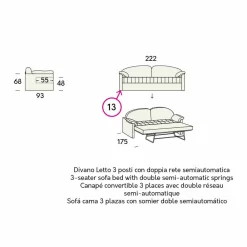 Viadurini Italian Sofas Moderne Schlafsofas-Modernes Schlafsofa gepolstert in zweifarbigem Stoff Made in Italy - Kayla