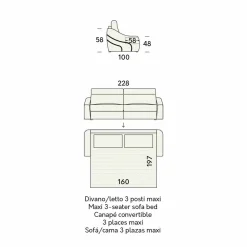 Viadurini Italian Sofas Moderne Schlafsofas-Modernes Schlafsofa gepolstert in Made in Italy Bicolor Fabric - Begonia