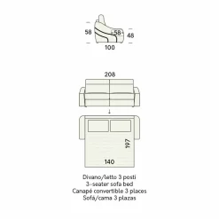Viadurini Italian Sofas Moderne Schlafsofas-Modernes Schlafsofa gepolstert in Made in Italy Bicolor Fabric - Begonia