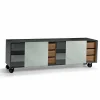 Viadurini Living Sideboards-Modernes Sideboard auf Rädern aus Smokey Glass und Keramikplatte Made in Italy - Scocca