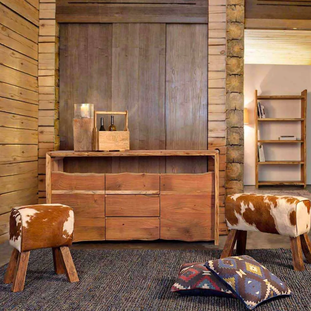 Viadurini Living Anrichte-Modernes Sideboard aus Akazienholz mit 2 Türen und 3 Schubladen Homemotion - Lauro