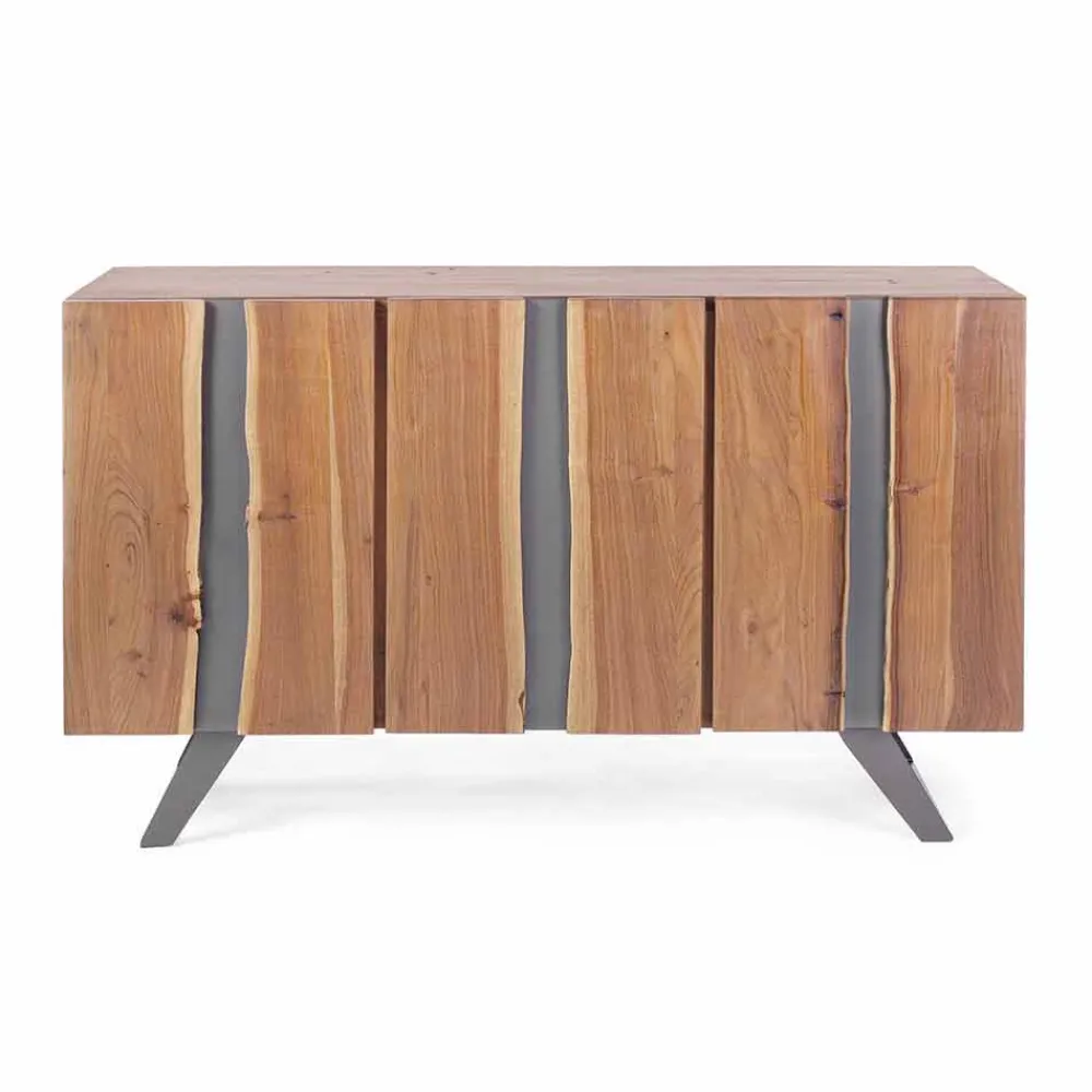 Viadurini Living Anrichte-Modernes Sideboard aus Akazienholz mit Metalleinsätzen Homemotion - Sonia