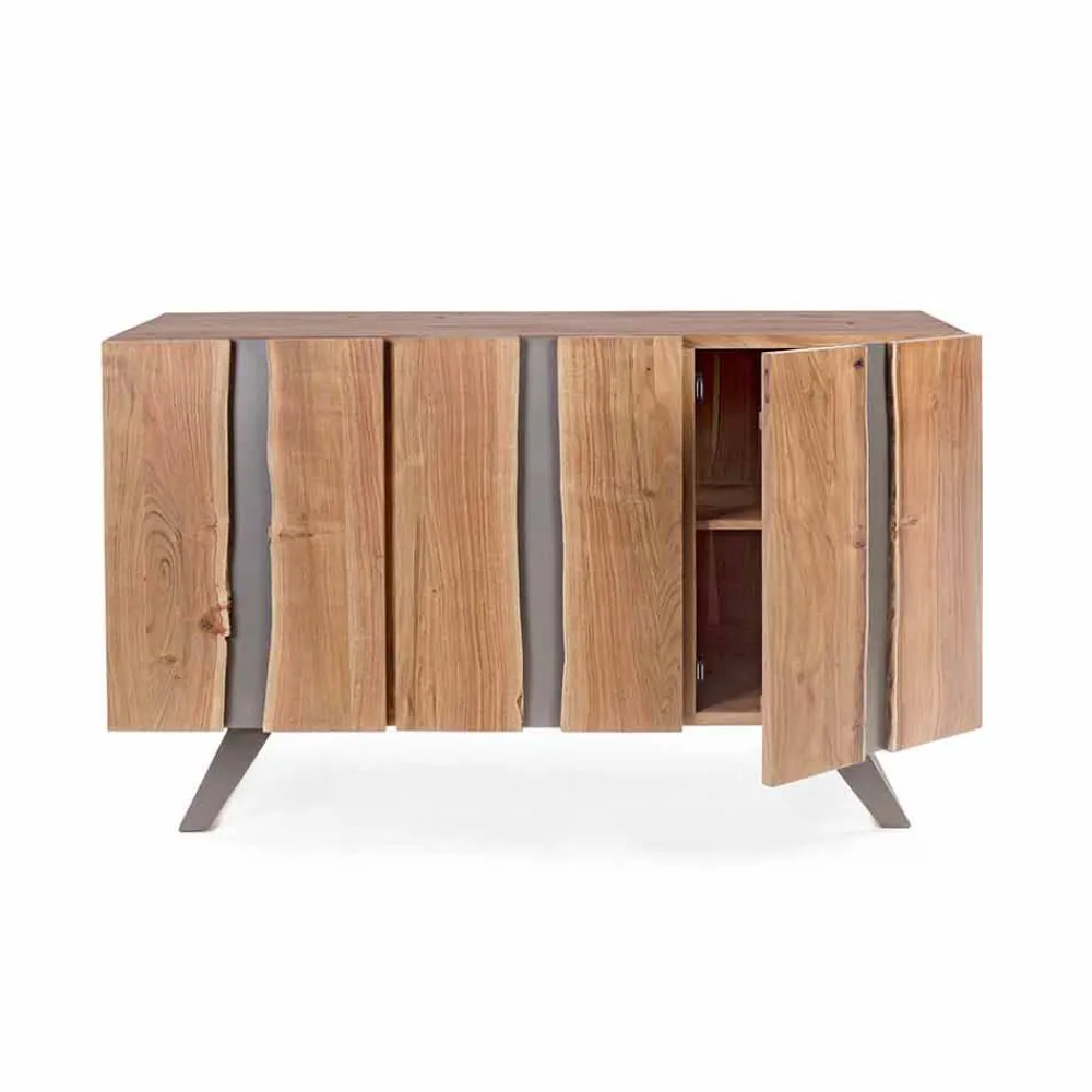 Viadurini Living Anrichte-Modernes Sideboard aus Akazienholz mit Metalleinsätzen Homemotion - Sonia