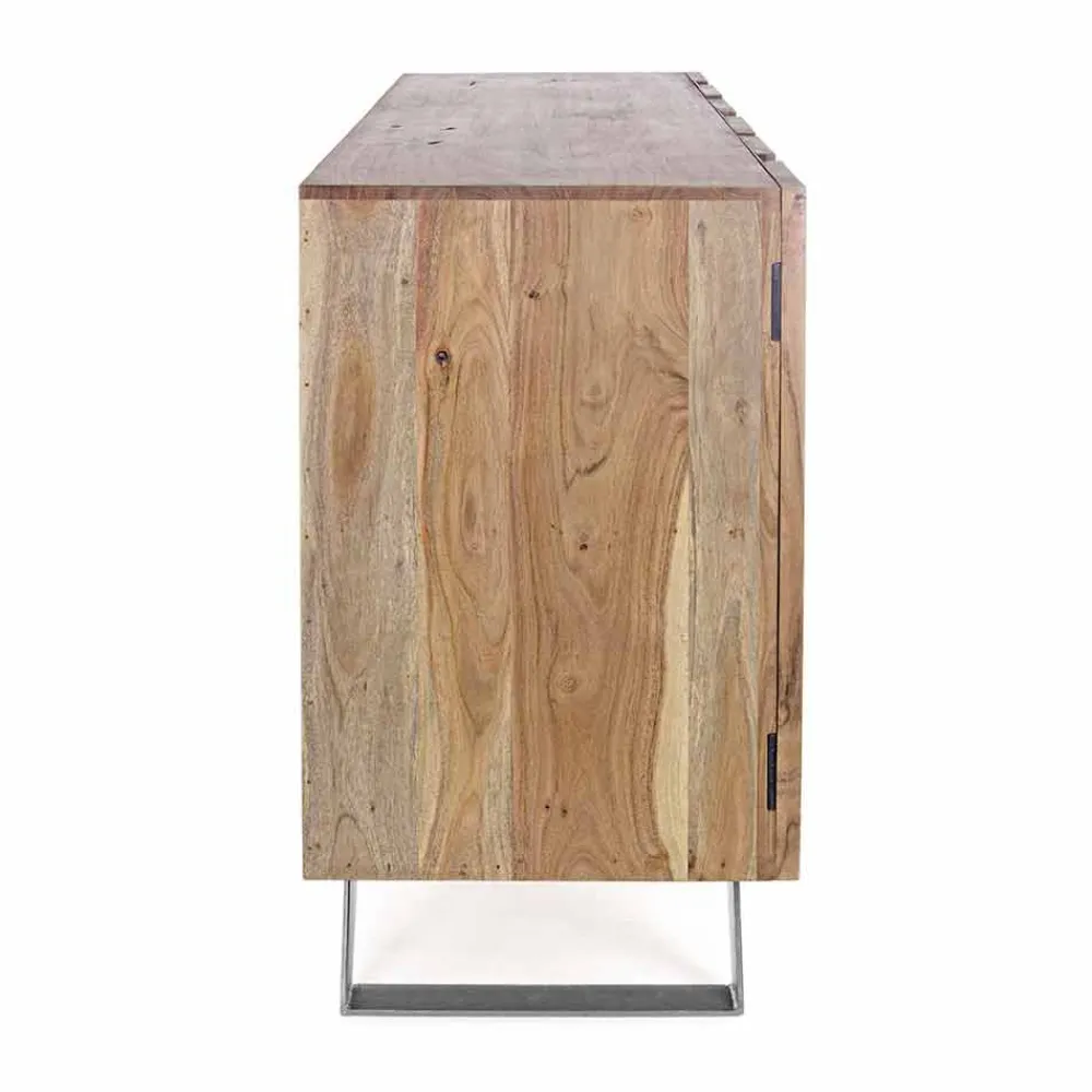 Viadurini Living Anrichte-Modernes Sideboard aus Akazienholz mit Metalleinsätzen Homemotion - Sonia