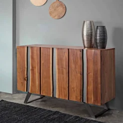 Viadurini Living Anrichte-Modernes Sideboard aus Akazienholz mit Metalleinsätzen Homemotion - Sonia