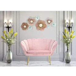 Viadurini Italian Sofas Moderne Sofas-Modernes 2-Sitzer-Sofa aus Samt mit goldenen Eisenfüßen - Annina