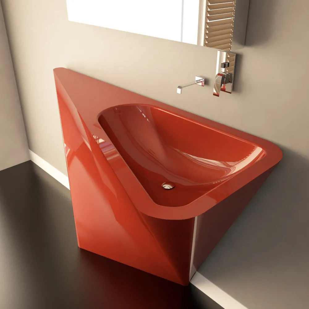 Viadurini Design Design Waschbecken Aus Solid Surface-Modernes Standwaschbecken, handgefertigt von Mullet