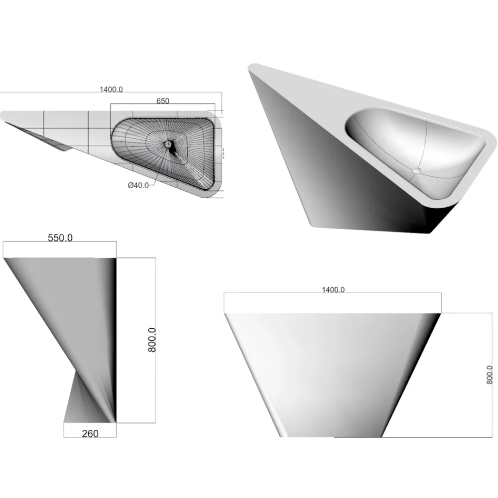 Viadurini Design Design Waschbecken Aus Solid Surface-Modernes Standwaschbecken, handgefertigt von Mullet
