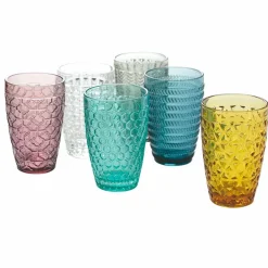 Viadurini Kitchen Gläser Set-Modernes Trinkgeschirrset aus verziertem farbigem Glas 12 Stück - Mix