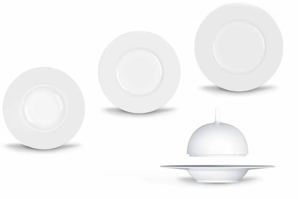 Viadurini Kitchen Teller Set-Modernes und elegantes Abendessen Abendessen Set aus Porzellan 24 Stück - Teleskop