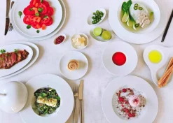 Viadurini Kitchen Teller Set-Modernes und elegantes Abendessen Abendessen Set aus Porzellan 24 Stück - Teleskop