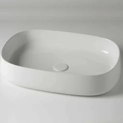 Viadurini Bathroom Keramikwaschbecken-Modernes und ovales Aufsatzwaschbecken L 60 cm aus Keramik - Cordino