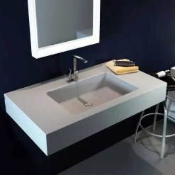 Viadurini Bathroom Design Waschbecken Aus Solid Surface-Modernes Wand Hängewaschbecken aus Luxolid made in Italy, Ruffano