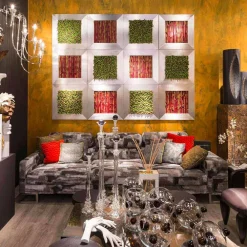 Viadurini Living Blumen Bilder-Modernes Wandbild aus Metall und künstlichen Blättern Made in Italy - Trimo